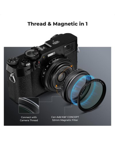 K&F Concept Nano-X MCUV Filter Hood and Cap for FUJIFILM X100 Series (Black)