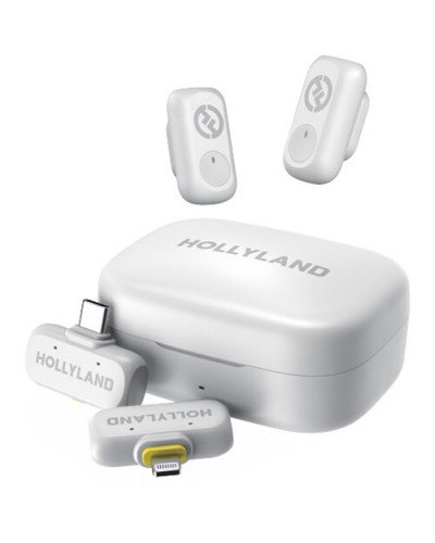 Hollyland LARK A1 Combo 2-Person Wireless Microphone System with USB-C and Lightning Connectors (Ivory White)