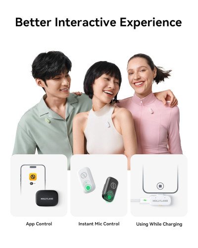 Hollyland LARK A1 Combo 2-Person Wireless Microphone System with USB-C and Lightning Connectors (Ivory White)