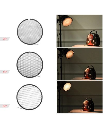 Standard Reflector Diffuser Lamp Shade Dish with 20° 40° 60° Honeycomb Grid for Bowens Mount Studio Strobe Flash Light Speedlite Standard Reflector Diffuser Lamp Shade Dish with 20° 40° 60° Honeycomb Grid for Bowens Mount Studio Strobe Flash Light Speedlite