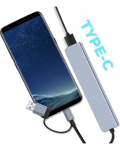 Type-C/USB 8-in-1 Hub USB 2.0*3 USB 3.0 USB-C SD Micro SD Audio