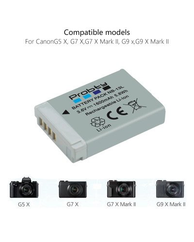 NB-13L for Camera Battery Powershot G1 X Mark II, G5X, G5 X Mark II, G7X, G7X Mark II, G7 X Mark III, G9X, N100, SX620 HS