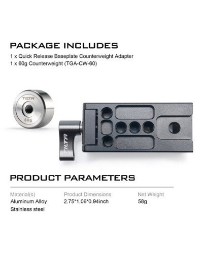Tilta Quick Release Baseplate Counterweight Adapter 60g (TGA-BCA) Tilta Quick Release Baseplate Counterweight Adapter 60g (TGA-BCA)