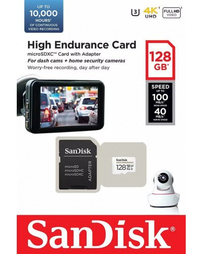 SanDisk 128GB High Endurance MicroSDXC Card for Dash Cam & Home Security Camera