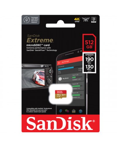 Sandisk Extreme 512GB MicroSDXC 190MB/s Memory Card