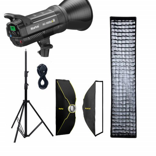 NiceFoto HC-1000SA II 100W Bi-Color LED Video Light With ES-1230 120x30cm Softbox/Stand