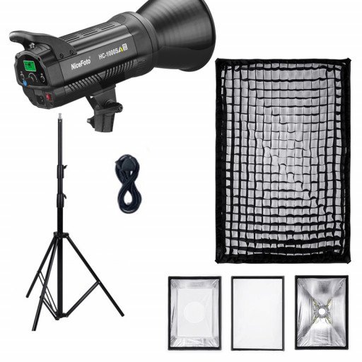 NiceFoto HC-1000SA II 100W Bi-Color LED Video Light With ES-690 60x90cm Softbox/Stand