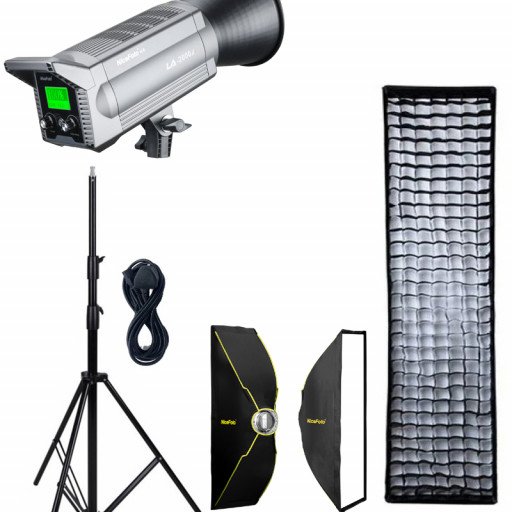 NiceFoto LA-2000A 200W Bi-Color COB LED Video Light With ES-1230 120x30cm Softbox/Stand