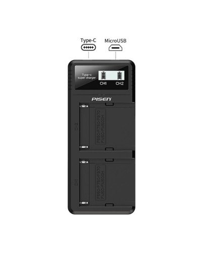 PISEN Dual USB Super Charger for Sony NP-F550/F750/F970/FM50/FM500H
