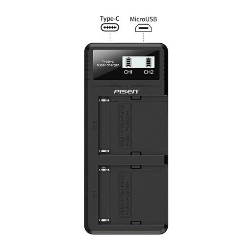 PISEN Dual USB Super Charger for Sony NP-F550/F750/F970/FM50/FM500H