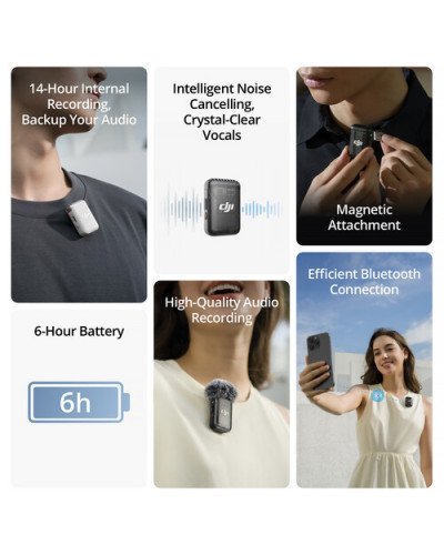 DJI Mic 2 Clip-On Transmitter/Recorder with Built-In Microphone (Shadow Black)