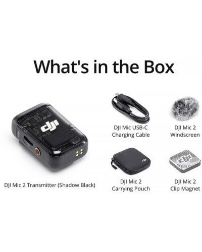 DJI Mic 2 Clip-On Transmitter/Recorder with Built-In Microphone (Shadow Black)