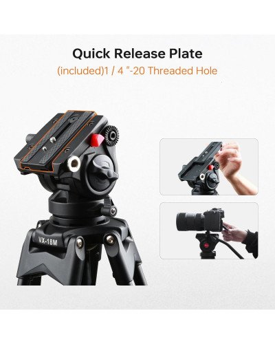 VILTROX VX-18M Heavy-Duty Video Tripod with VT-01 Fluid Head