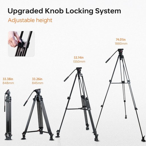 VILTROX VX-18M Heavy-Duty Video Tripod with VT-01 Fluid Head
