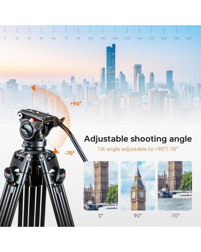VILTROX VX-18M Heavy-Duty Video Tripod with VT-01 Fluid Head