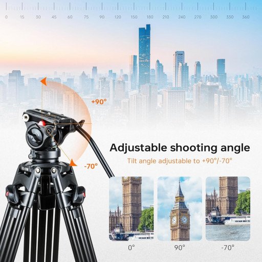 VILTROX VX-18M Heavy-Duty Video Tripod with VT-01 Fluid Head