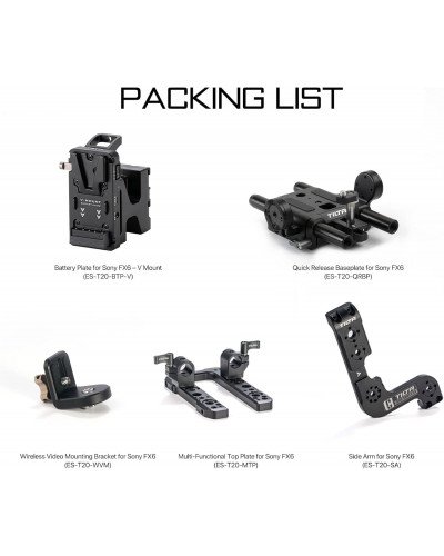 Tilta Camera Cage for Sony FX6 with V-Mount Battery Plate Advanced Kit (ES-T20-B-V)