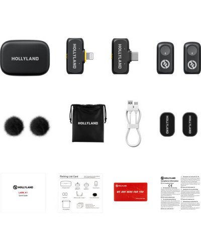 Hollyland LARK A1 Combo 2-Person Wireless Microphone System with USB-C and Lightning Connectors (Space Gray)