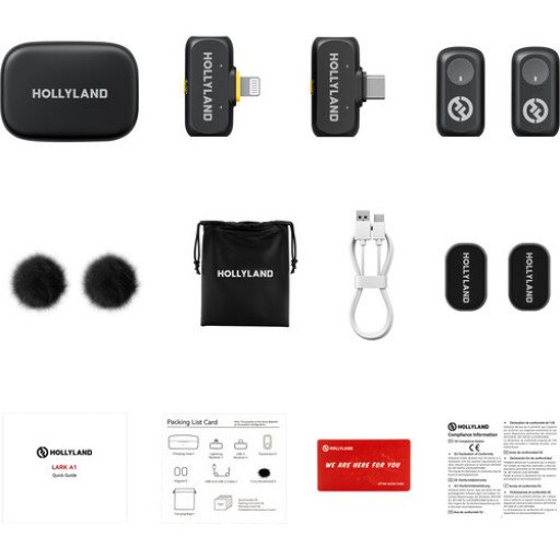 Hollyland LARK A1 Combo 2-Person Wireless Microphone System with USB-C and Lightning Connectors (Space Gray)