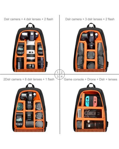 PULUZ Outdoor Portable Waterproof Dual Shoulders Backpack Camera Bag with Rain Cover for Camera DJI Ronin-SC/Ronin-S