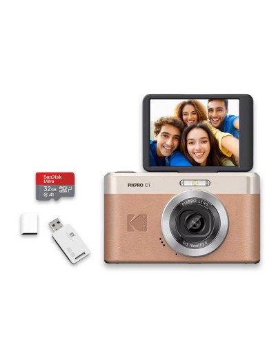 Kodak Pixpro C1 13MP Digital Camera Brown with 32GB Memory Card & Card Reader Kodak Pixpro C1 13MP Digital Camera Brown with 32GB Memory Card & Card Reader