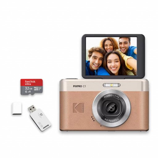 Kodak Pixpro C1 13MP Digital Camera Brown with 32GB Memory Card & Card Reader
