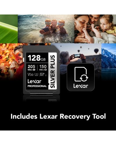 Lexar 128GB Professional SILVER PLUS UHS-I V30 SDXC Memory Card R:205MB/s W:150MB/s