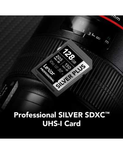 Lexar 128GB Professional SILVER PLUS UHS-I V30 SDXC Memory Card R:205MB/s W:150MB/s