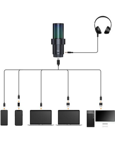COMICA Audio EJoy Uni Pro D RGB Cardioid Condenser Wireless/USB-C Microphone with Desktop Stand
