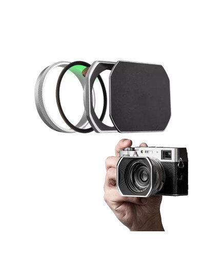 MRCUV Adapter Hood Kit for FUJIFILM X100 Series X100/X100V/X100VI/X100F/X100S/X100T (Silver)