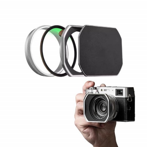 MRCUV Adapter Hood Kit for FUJIFILM X100 Series X100/X100V/X100VI/X100F/X100S/X100T (Silver)