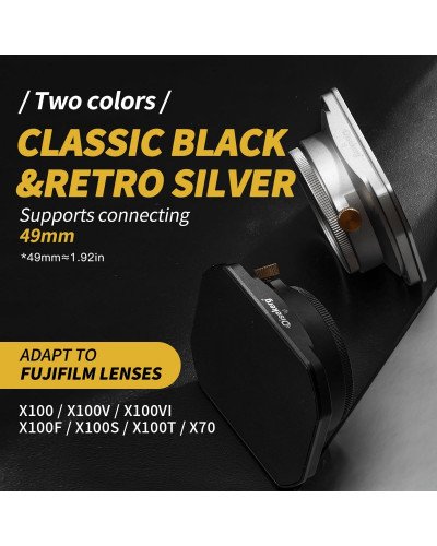 MRCUV Adapter Hood Kit for FUJIFILM X100 Series X100/X100V/X100VI/X100F/X100S/X100T (Silver)