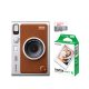 FUJIFILM INSTAX MINI EVO Hybrid Instant Camera Brown with 32GB Memory Card&Instant Film-10 Sheets