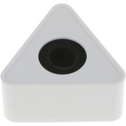 Plastic Microphone Interview Triangular Logo Flag Station White