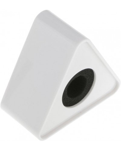 Plastic Microphone Interview Triangular Logo Flag Station White