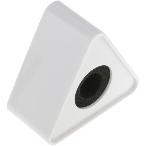 Plastic Microphone Interview Triangular Logo Flag Station White