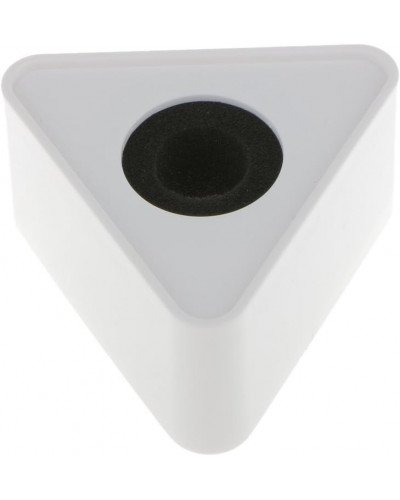Plastic Microphone Interview Triangular Logo Flag Station White