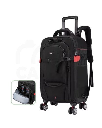 Camera Trolley Backpack with Wheels Professional DSLR Travel Bag (45L)
