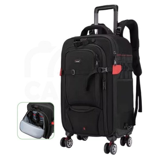 Camera Trolley Backpack with Wheels Professional DSLR Travel Bag (45L)