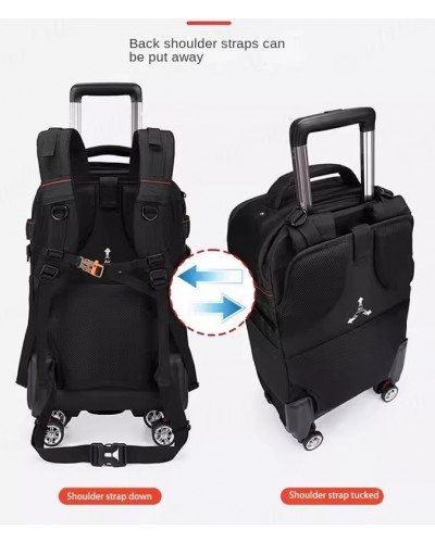 Camera Trolley Backpack with Wheels Professional DSLR Travel Bag (45L)