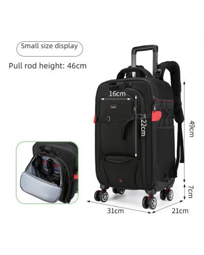 Camera Trolley Backpack with Wheels Professional DSLR Travel Bag (45L)