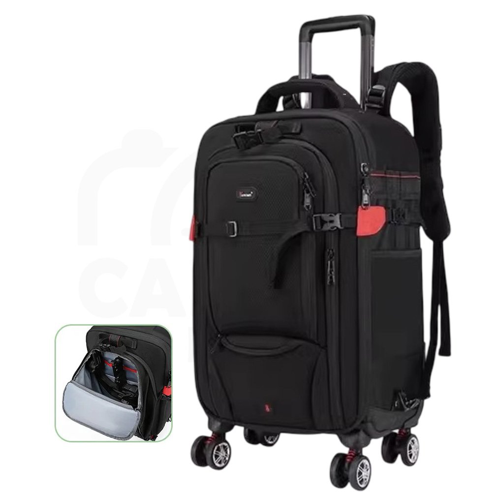 Camera Trolley Backpack with Wheels Professional DSLR Travel Bag (45L)