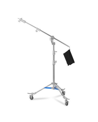 NiceFoto LS-M6 Stainless Steel Heavy Duty Adjustable Light Stand With Wheels and Arms