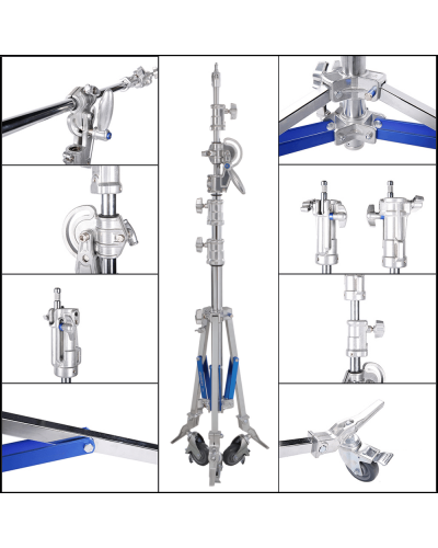 NiceFoto LS-M6 Stainless Steel Heavy Duty Adjustable Light Stand With Wheels and Arms NiceFoto LS-M6 Stainless Steel Heavy Duty Adjustable Light Stand With Wheels and Arms