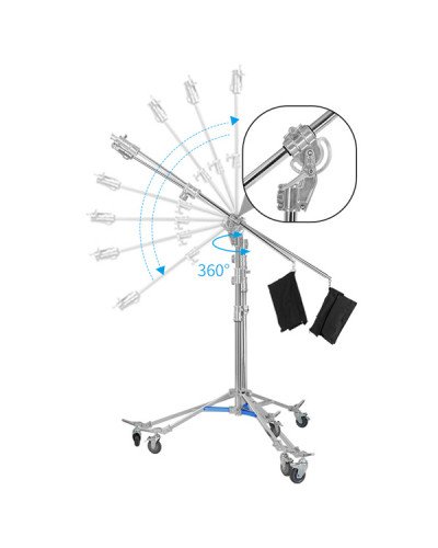 NiceFoto LS-M6 Stainless Steel Heavy Duty Adjustable Light Stand With Wheels and Arms NiceFoto LS-M6 Stainless Steel Heavy Duty Adjustable Light Stand With Wheels and Arms