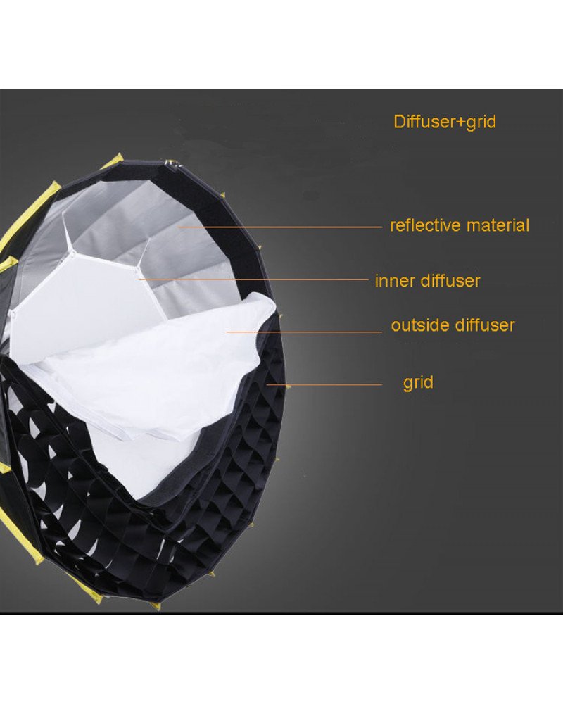 NiceFoto LED-Φ60g Quick Set-up Parabolic Softbox With Grid 60cm