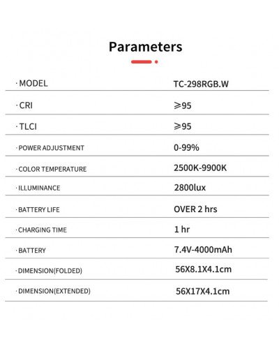 NiceFoto TC-298RGB.W RGB 20W Handheld LED Light Wand with Barndoor