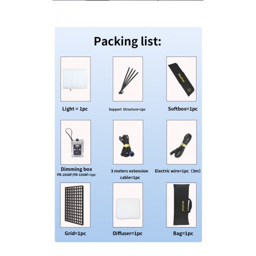 NiceFoto FB-2000A 200W Bi-Color Folding Fabric LED Light