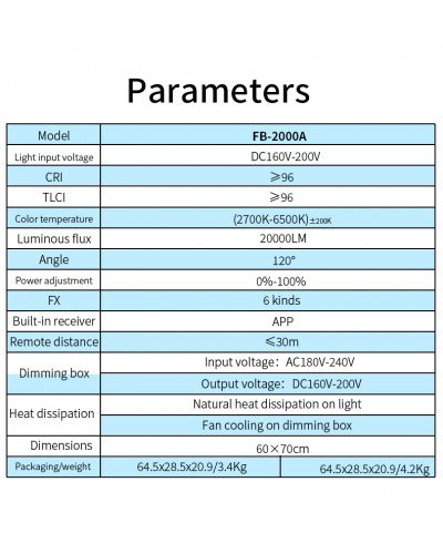 NiceFoto FB-2000A 200W Bi-Color Folding Fabric LED Light