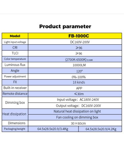 NiceFoto FB-1000C 100W RGBW Folding Fabric LED Light